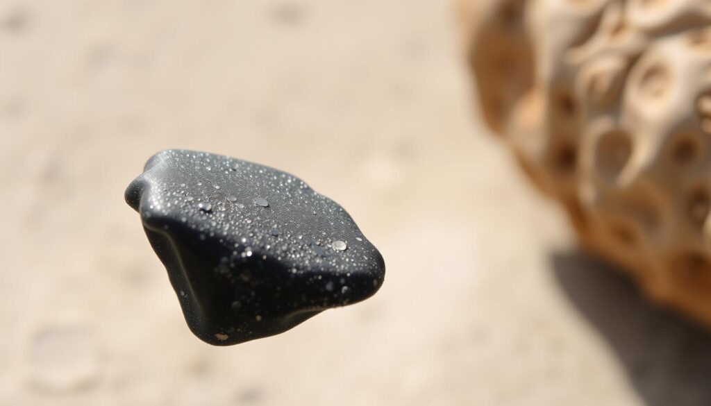 Generate an image of a black sea glass piece