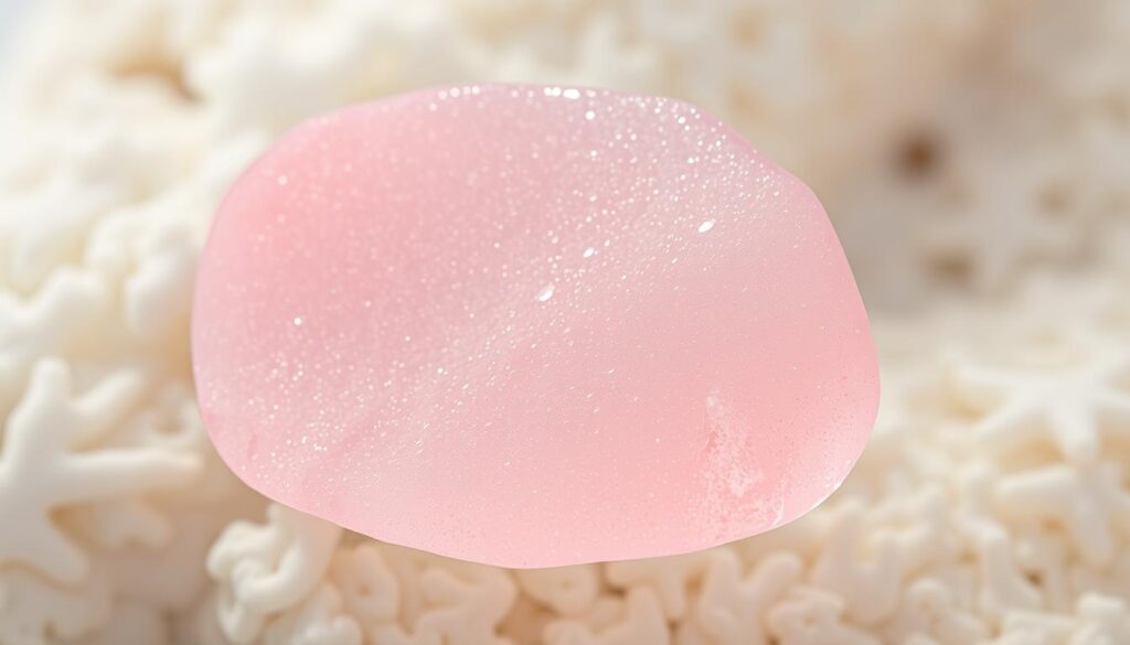 Generate an image of a pink sea glass piece