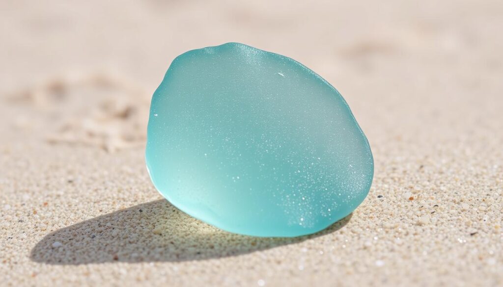 Generate an image of a turquoise sea glass piece