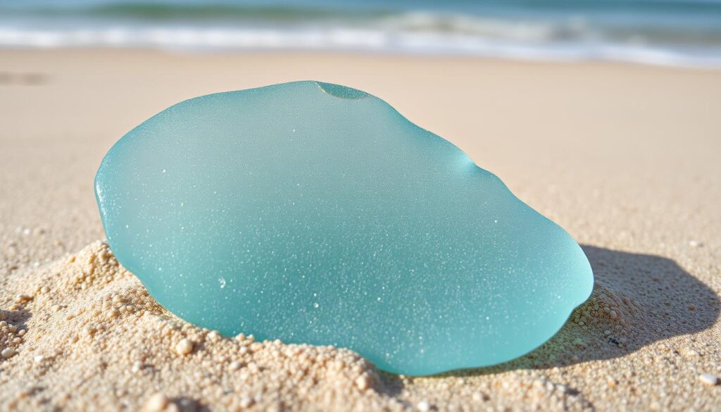 Generate an image of an aqua sea glass piece