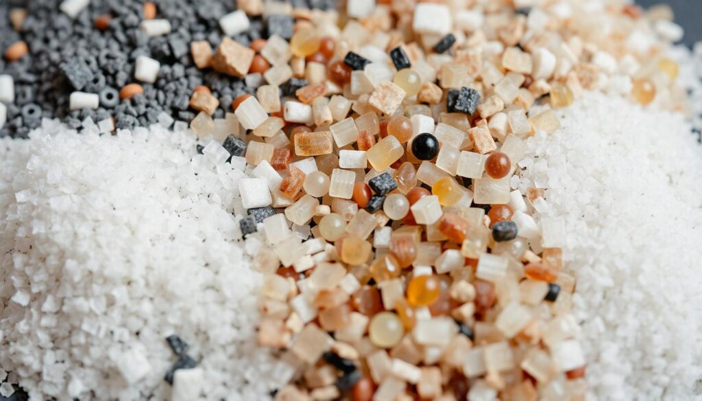 various abrasive media including aluminum oxide and glass beads