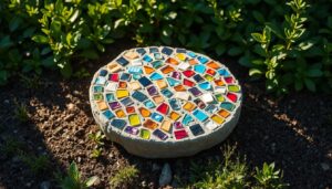 DIY Mosaic Garden Stones Using Scrap Glass