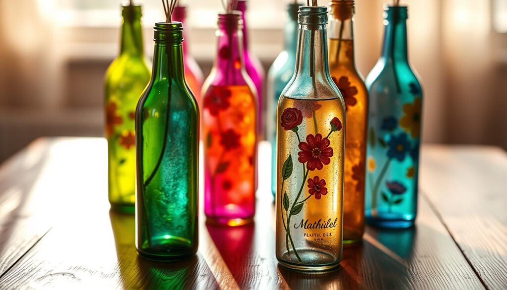 Decorating Glass Bottles with Decoupage and Glass Paint